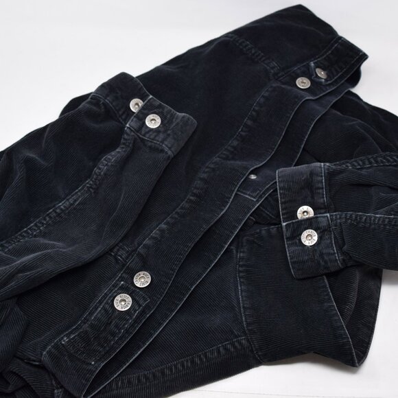 Canyon River Blues Corduroy Jacket Men Large Button Up Black Casual Cozy Outdoor - Picture 12 of 12